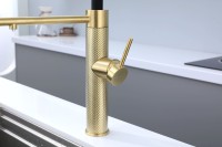 Смеситель для кухни Paulmark Ganymede Diamond Gd613199-LG с гибким изливом, светлое золото