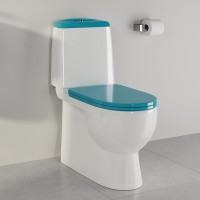 Унитаз-компакт напольный Sanita luxe Best Comfort с микролифтом, белый, бирюзовый