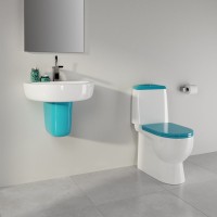 Унитаз-компакт напольный Sanita luxe Best Comfort с микролифтом, белый, бирюзовый
