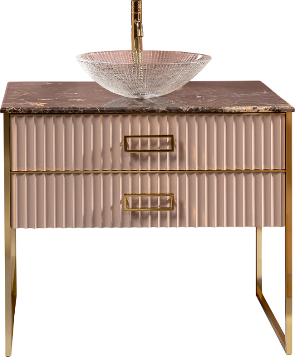 Тумба под раковину со столешницей Armadi Art Monaco 100 капучино, золото