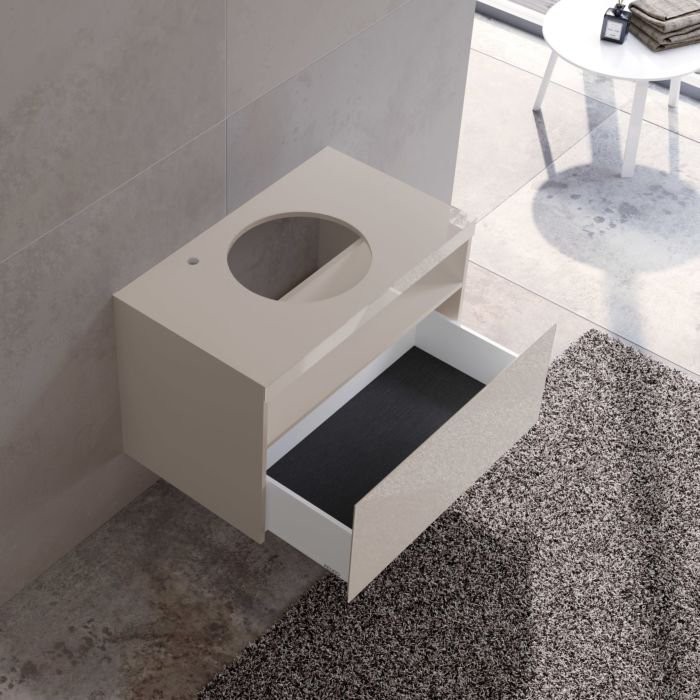 Тумба с раковиной Keuco Stageline 32864 80 см, с подсветкой, розеткой и точкой зарядки USB и USB-C, кашемир