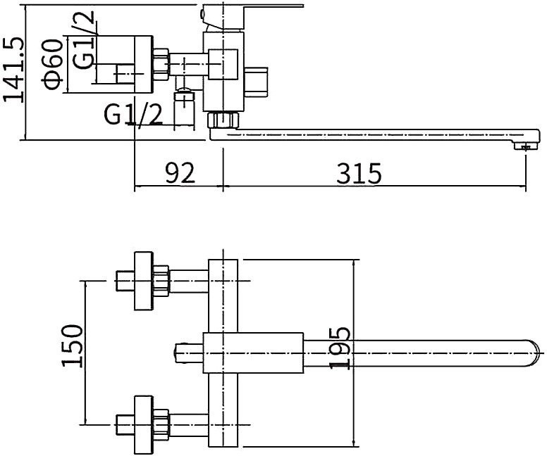 Смеситель с длинным изливом для ванны Fashun A52202-7 черный
