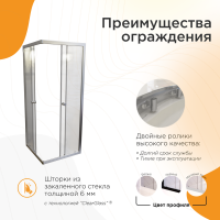 Душевой уголок Radomir Берген SQ 100х100 см, профиль матовый хром, стекло прозрачное