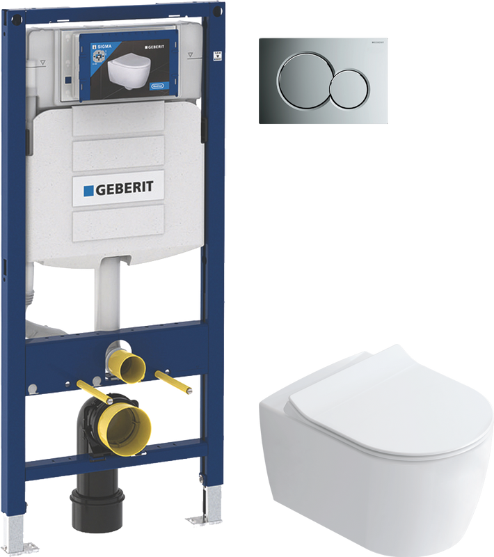 Комплект Унитаз подвесной STWORKI Ноттвиль SETK3104-2616 безободковый, с микролифтом, белый + Инсталляция Geberit Duofix UP 320 111.300.00.5 + Кнопка Sigma 01 115.770.21.5 хром + Крепления 111.815.00.1 к стене