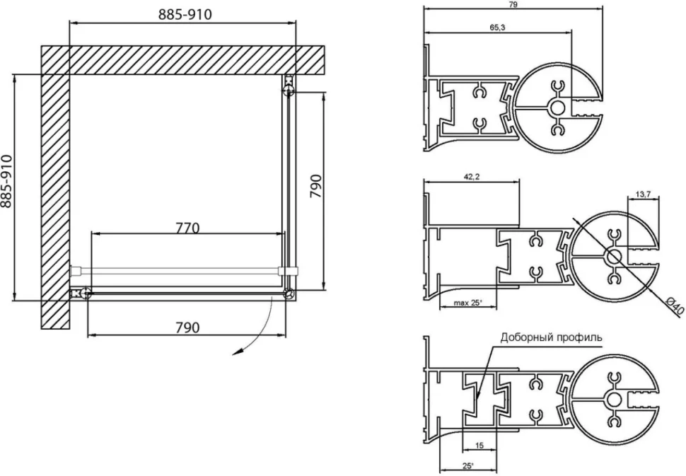 Душевой уголок Vegas Glass EP-Fis Novo 90 02М 10 L профиль черный матовый, стекло сатин