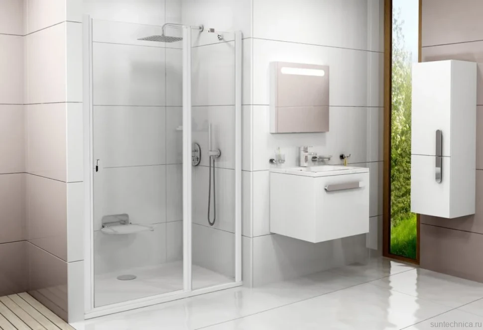 Душевая дверь в нишу Ravak Chrome CSD2-120 Transparent, профиль белый