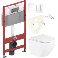 Комплект Унитаз подвесной BelBagno Uno + Инсталляция TECE Base 9400413 4 в 1 с кнопкой смыва Комплект Унитаз подвесной BelBagno Uno + Инсталляция TECE Base 9400413 4 в 1 с кнопкой смыва