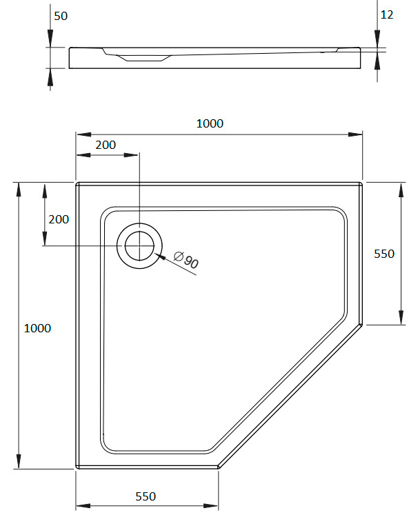 Поддон для душа Radaway Doros PT 100x100 с сифоном