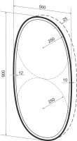 Зеркало Wellsee 7 Rays’ Spectrum 50х90 овальное, с фронтальной подсветкой, черное матовое