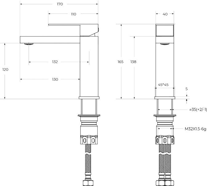 Смеситель Cezares Slider SLIDER-LS-IN сатин