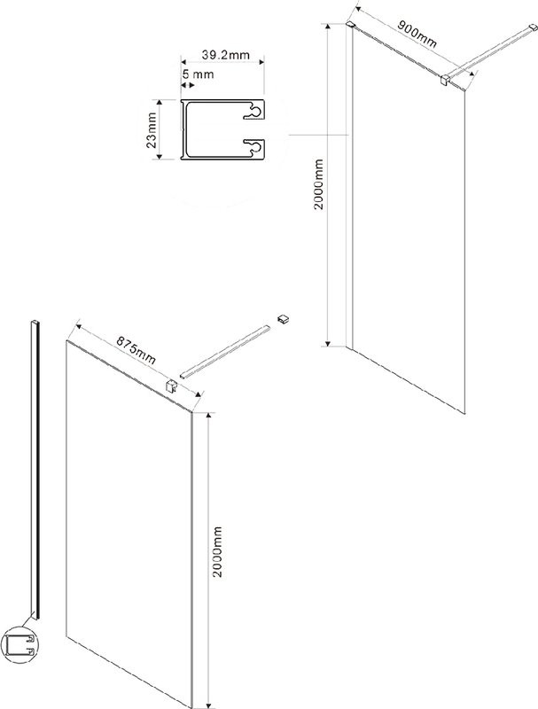 Душевая перегородка Vincea Walk-in VSW-1H900CGGM 90 см, профиль вороненая сталь, стекло тонированное