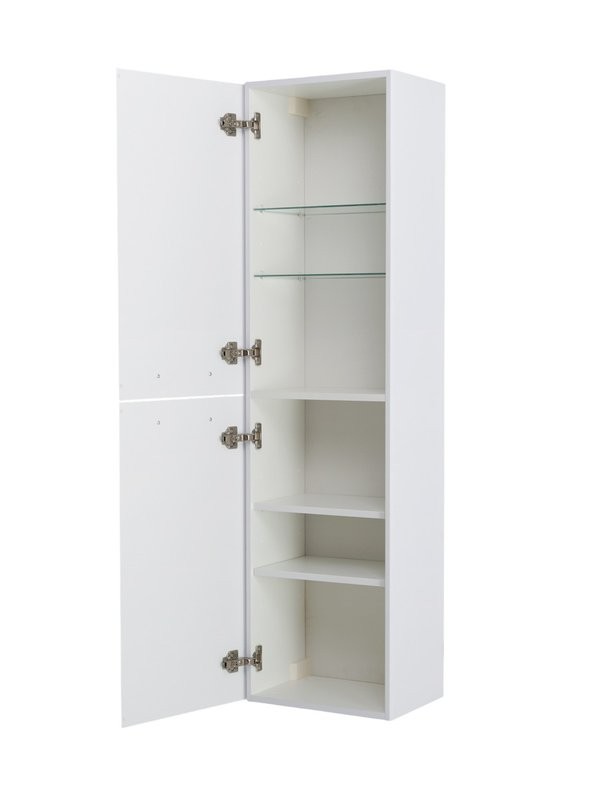 Шкаф-пенал для ванной BelBagno Due 40 подвесной, ручки матовый темный никель, bianco lucido