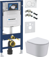 Комплект Унитаз подвесной Art&Max Bolzano AM001CHR/SC с микролифтом, белый + Крепления Geberit Duofix 111.815.00.1 к стене + Звукоизоляция + Инсталляция UP 320 111.300.00.5 + Кнопка Sigma 01 115.770.11.5 белая