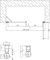 Душевая дверь в нишу Vegas Glass EP-F-2 155 05 01 R профиль бронза, стекло прозрачное