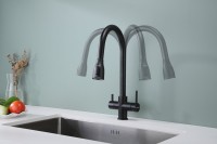 Смеситель для кухни Paulmark Lange 214212-418, черный металлик