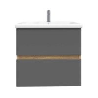 Тумба под раковину без столешницы SanStar Graffa 60 подвесная, дуб вотан, графит софт