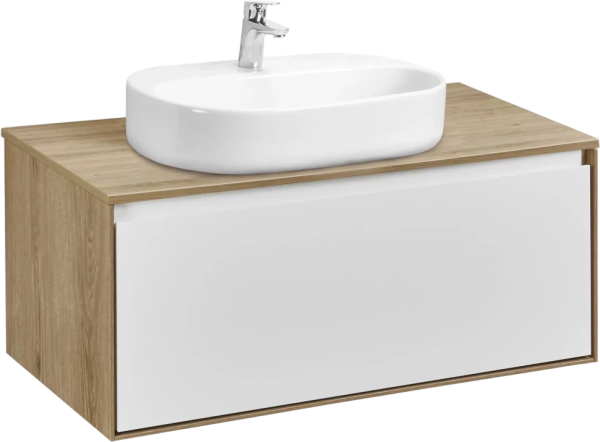 Тумба с раковиной AQUATON Либерти 90 со столешницей дуб эльвезия, раковина Одри 62