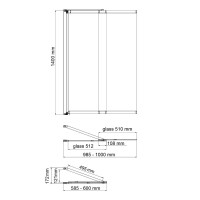 Шторка на ванну Wasserkraft Main 41S Fixed 100 см, профиль серебристый, стекло прозрачное