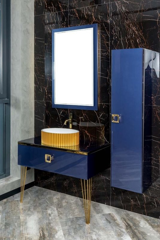 Тумба с раковиной Armadi Art Lucido 100 насыщенный синий, раковина 878-G