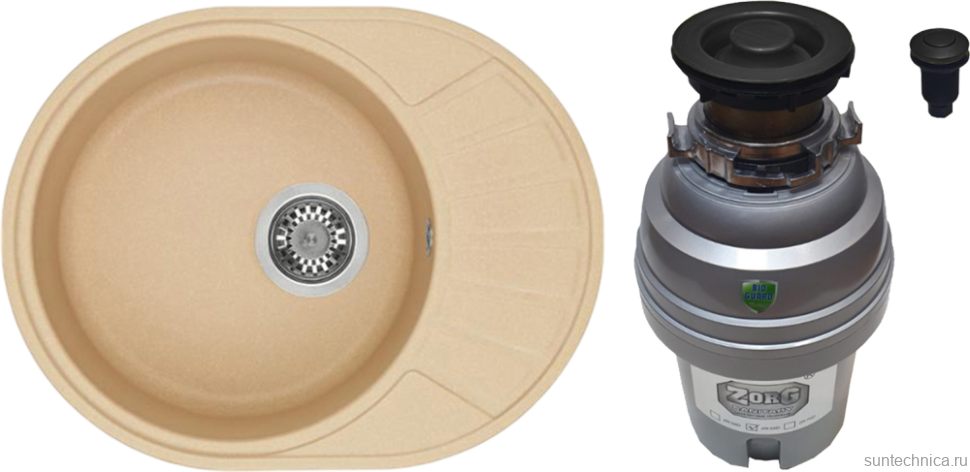 Комплект Мойка AQUATON Чезана латте + Измельчитель Zorg ZR-75 D GRAFIT
