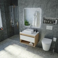 Тумба с раковиной Teymi Ritta 65 дуб эврика, матовая белая, раковина Helmi Mini 38