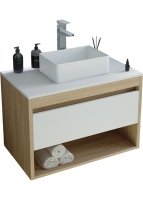 Тумба с раковиной Teymi Ritta 65 дуб эврика, матовая белая, раковина Helmi Mini 38