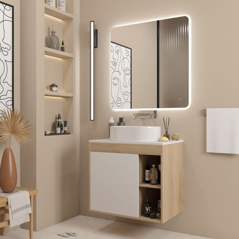 Тумба подвесная Teymi Nura 70, дуб эврика/белый матовый T60528