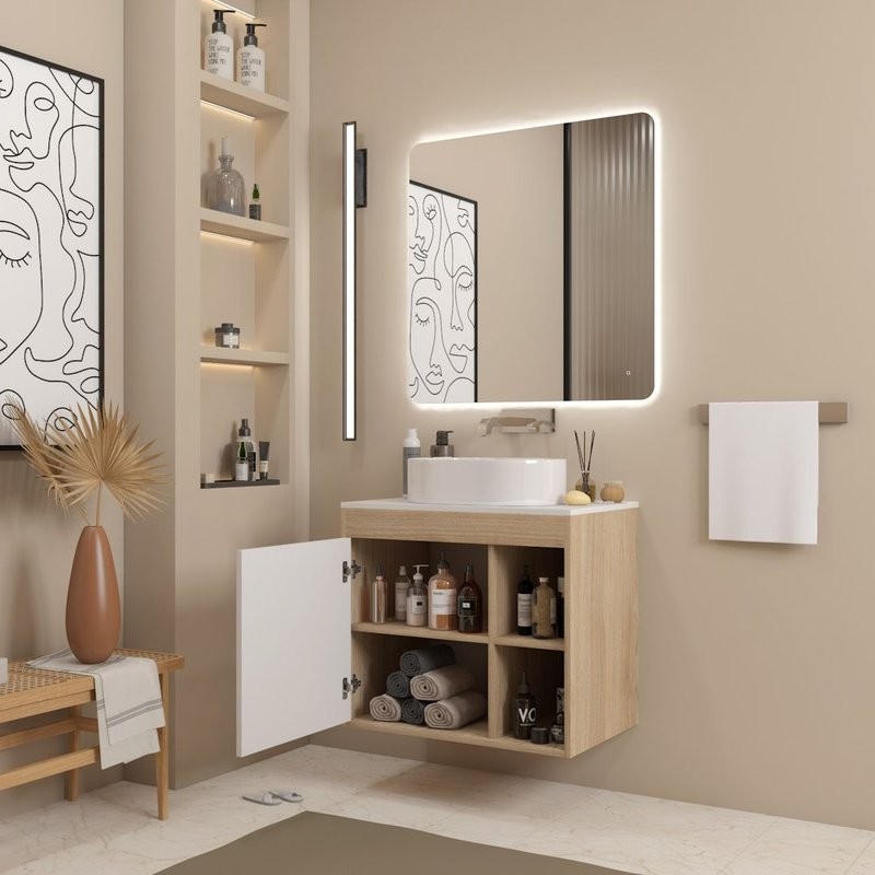 Тумба подвесная Teymi Nura 70, дуб эврика/белый матовый T60528