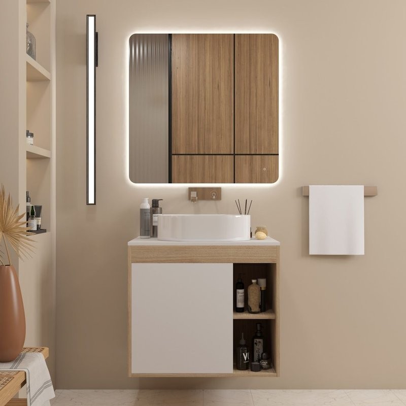 Тумба подвесная Teymi Nura 70, дуб эврика/белый матовый T60528