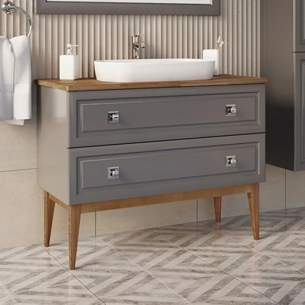 Тумба с раковиной ASB-Woodline Каталина 100 grey
