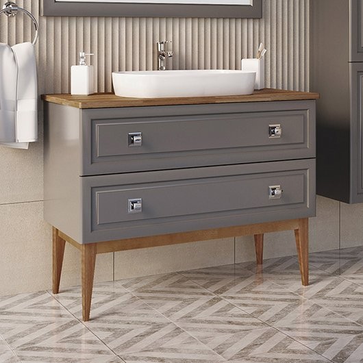 Тумба с раковиной ASB-Woodline Каталина 100 grey