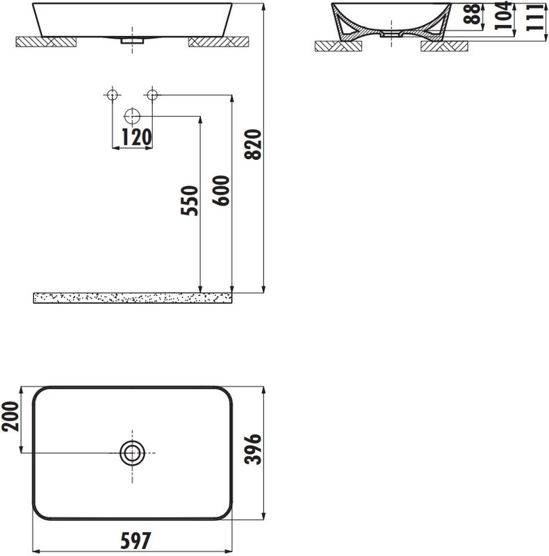 Накладная раковина Creavit Ultra UL060-00CB00E-0000 белая