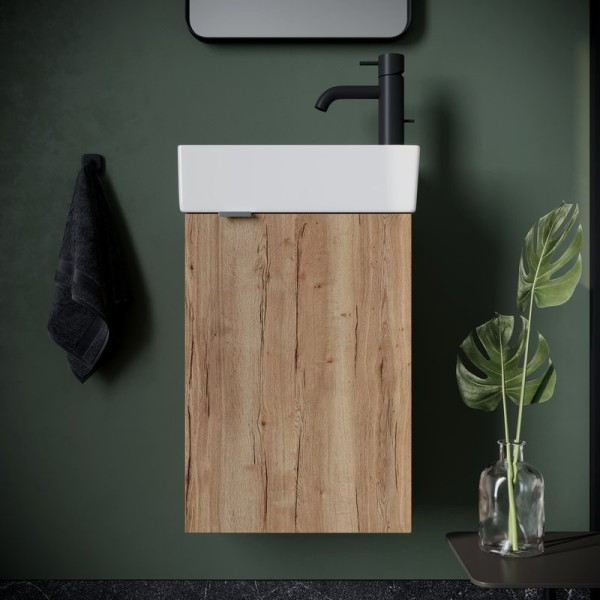 Тумба с раковиной Sancos Mini 35 R подвесная, дуб галифакс натуральный (уценка: витрина, нет упаковки, потёртости, нет крепежа)