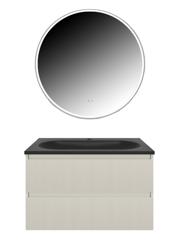 Мебель для ванной комнаты Vincea Welle 80 m.beige soft-touch, раковина VCB-4H800A антрацит