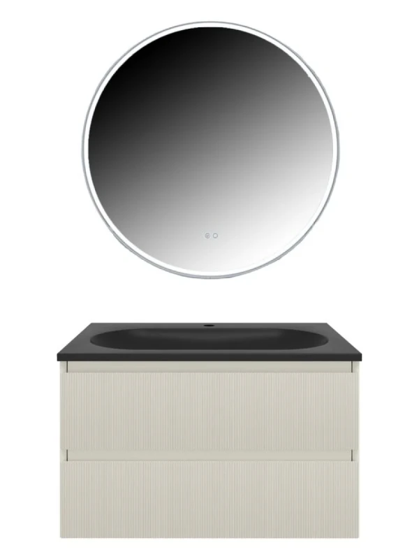 Мебель для ванной комнаты Vincea Welle 80 m.beige soft-touch, раковина VCB-4H800A антрацит