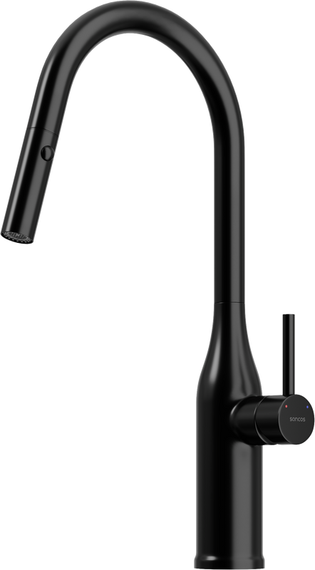 Смеситель для кухни Sancos Grand SC4002MB с вытяжным изливом, матовый черный