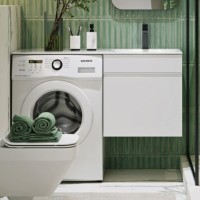 Тумба с раковиной Aqwella Duet 53 R подвесная, под стиральную машину, белая