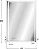 Зеркало Cersanit LED 080 design pro 60x85 с подсветкой Зеркало Cersanit LED 080 design pro 60x85 с подсветкой