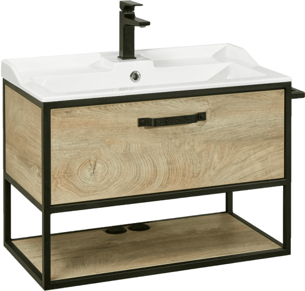 Тумба с раковиной AQUATON Лофт Фабрик 80 дуб эндгрейн