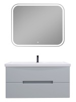 Мебель для ванной комнаты SanStar Ориана 100 подвесная, серая, раковина Kirovit Фостер 100