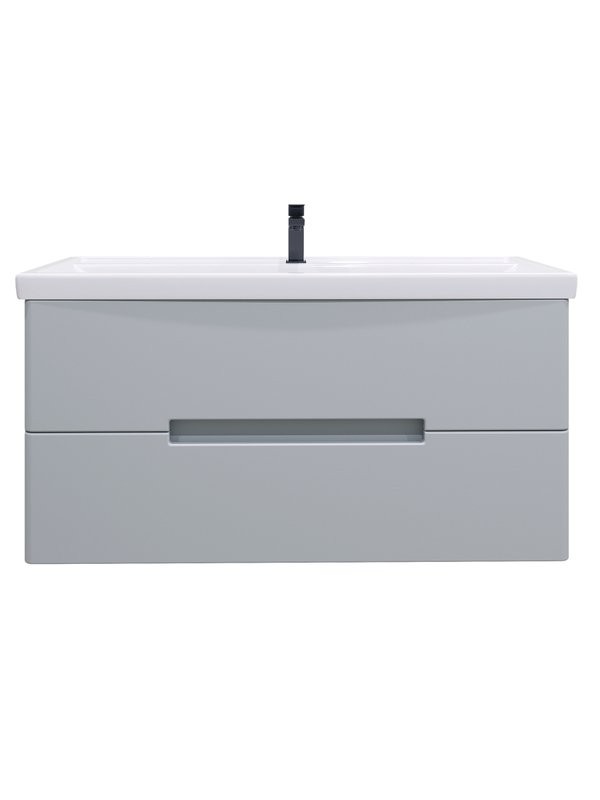 Мебель для ванной комнаты SanStar Ориана 100 подвесная, серая, раковина Kirovit Фостер 100