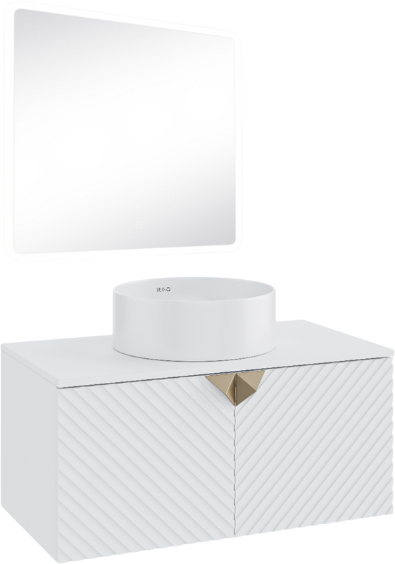 Мебель для ванной комнаты Runo Андорра 85 белая матовая, белый глянец, раковина Palla 40
