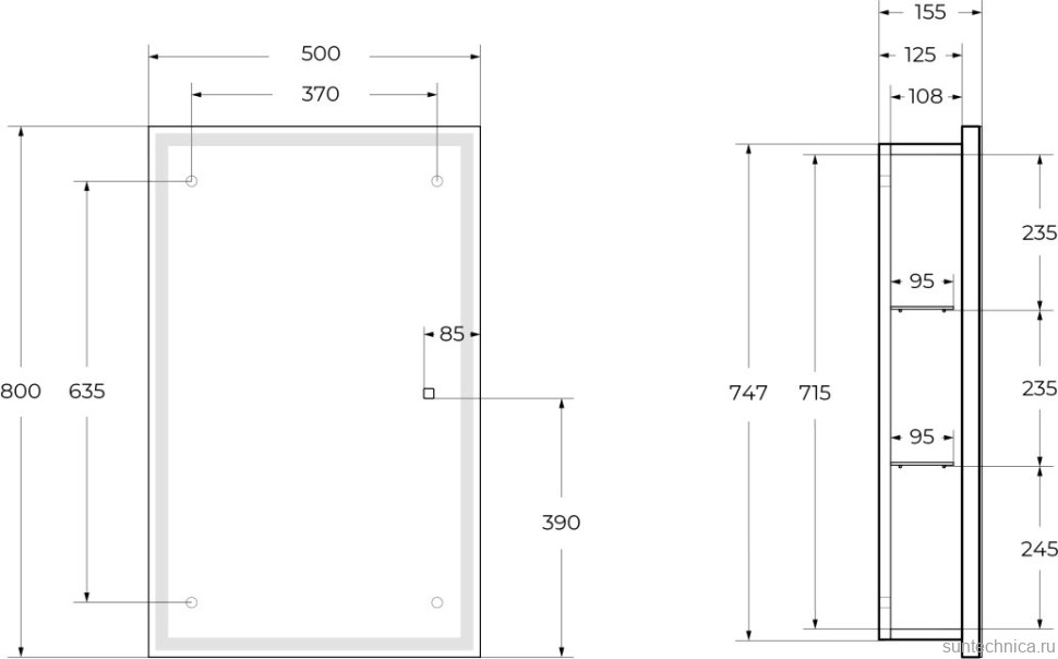 Зеркало-шкаф BelBagno 50x80 с подсветкой