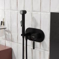 Гигиенический душ Wasserkraft Gollach 3338 со смесителем, С ВНУТРЕННЕЙ ЧАСТЬЮ, черный soft-touch