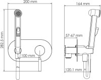 Гигиенический душ Wasserkraft Gollach 3338 со смесителем, С ВНУТРЕННЕЙ ЧАСТЬЮ, черный soft-touch