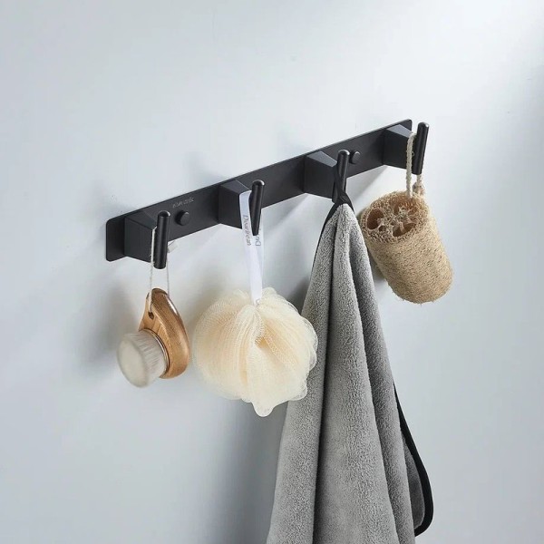 Крючки для ванной и кухни / планка с 4 крючками Shevanik SG5741H, черный