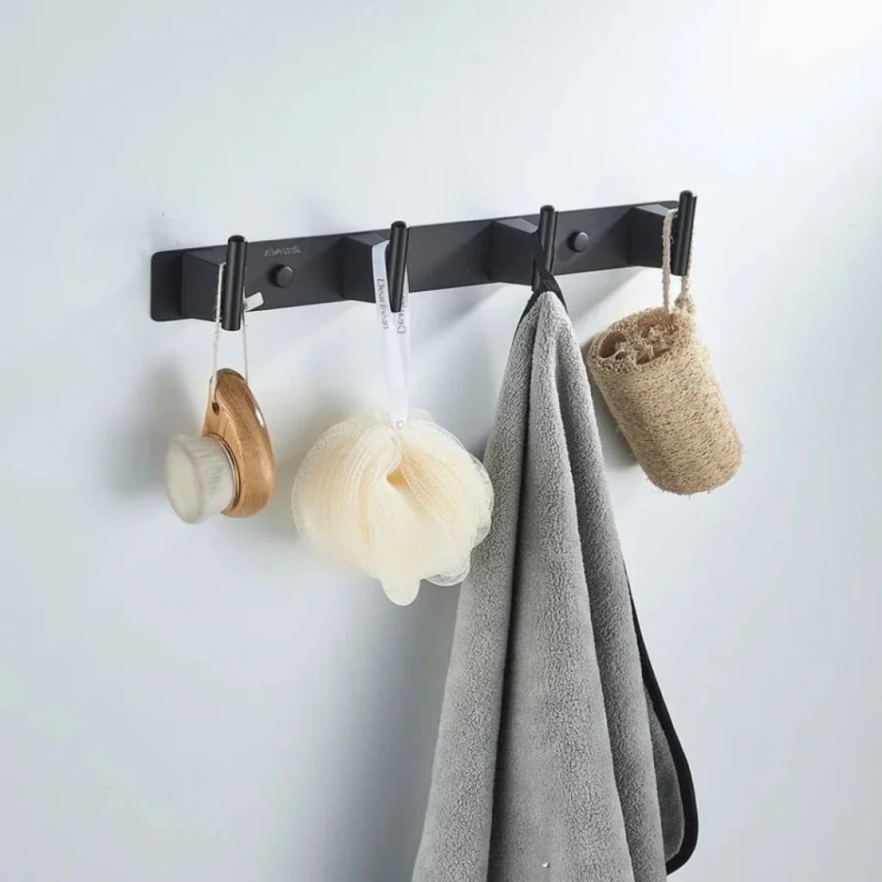 Крючки для ванной и кухни / планка с 4 крючками Shevanik SG5741H, черный