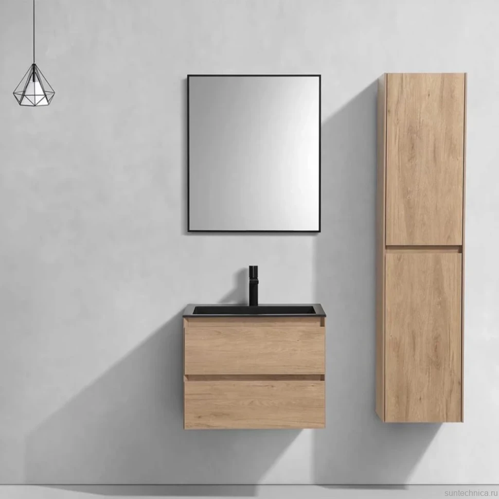 Тумба с раковиной Vincea Luka 60 2 ящика, натуральный дуб
