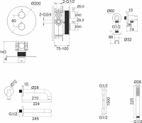 Душевой комплект WHITECROSS Y YSET10GL С ВНУТРЕННЕЙ ЧАСТЬЮ, золото