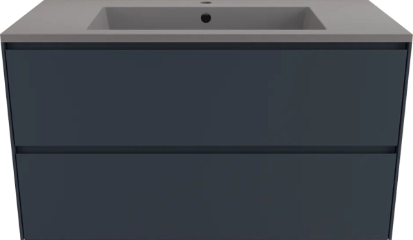 Тумба с раковиной Style Line Лима 100 см подвесная LINE 100 2 ящика PLUS Графит ЭМАЛЬ, раковина серый шелк